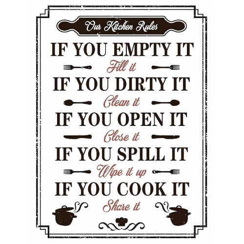 Tin signs 30x40 - Kitchen Rules