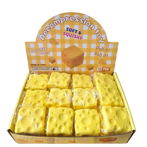 6cm Slow Rise Cheese Cubes Squishy - Box of 12 Pieces