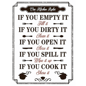 Tin signs 30x40 - Kitchen Rules