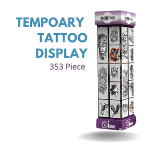 353-Piece Temporary tattoo display with refill package – Full Arm, Half Arm & Small Designs