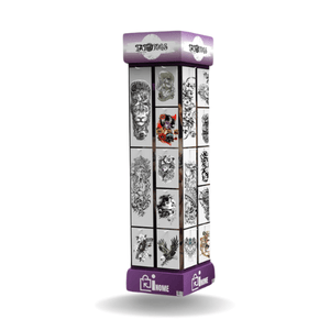 353-Piece Temporary tattoo display with refill package – Full Arm, Half Arm & Small Designs