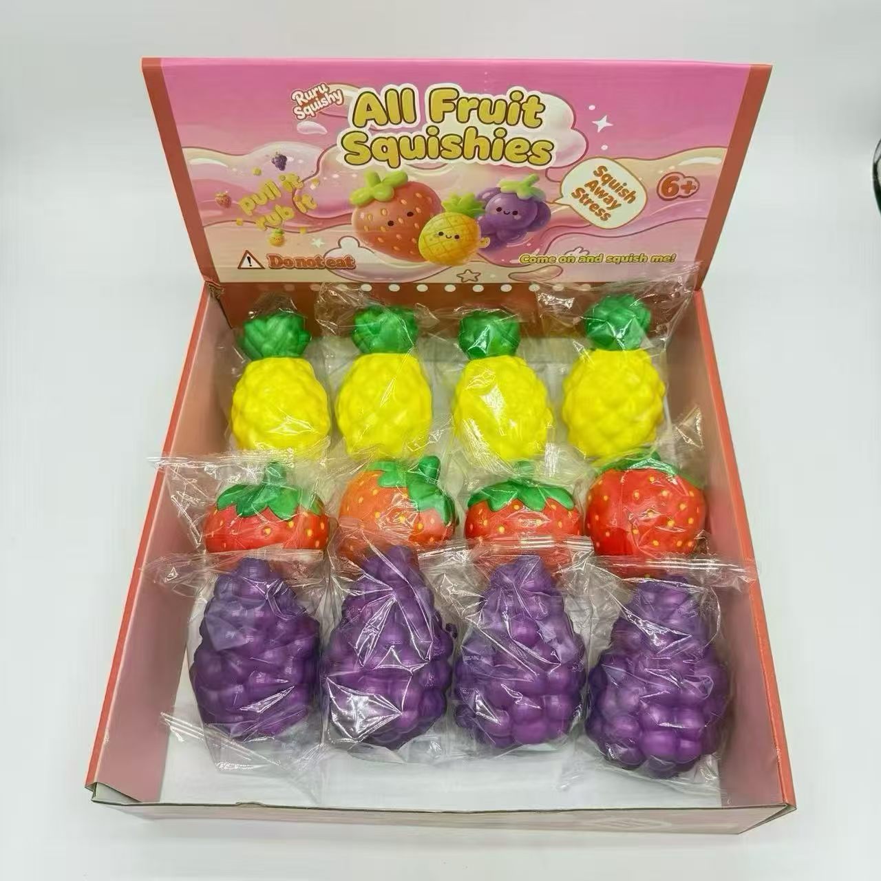 6cm Slow Rise Fruit Set Squishy - Box of 12 Pieces