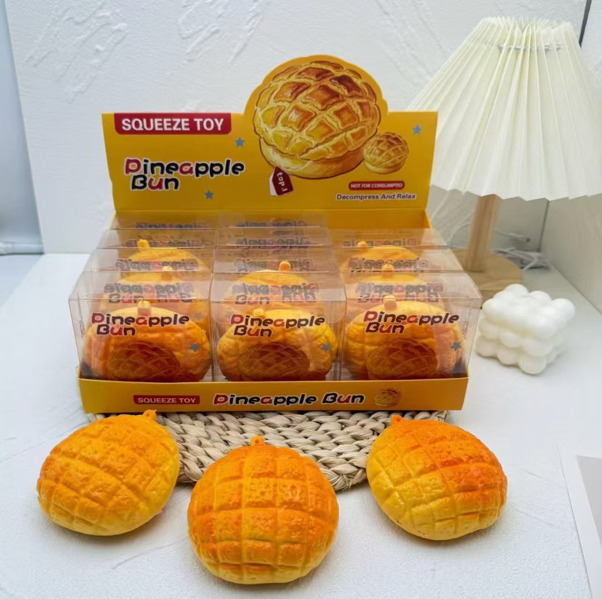 8cm Crunchy Pineapple Bun Squishy - Box of 12 Pieces