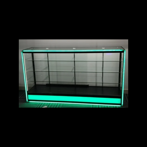 71” Glass Display Case with Lock & Full Lightbox – Black Aluminum Frame (18” W x 39” H)