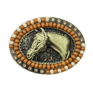 Cowboy Belt Buckle Beaded Horse