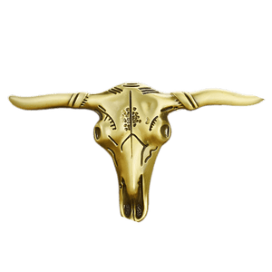 Cowboy Belt Buckle Gold Bold Skull Head