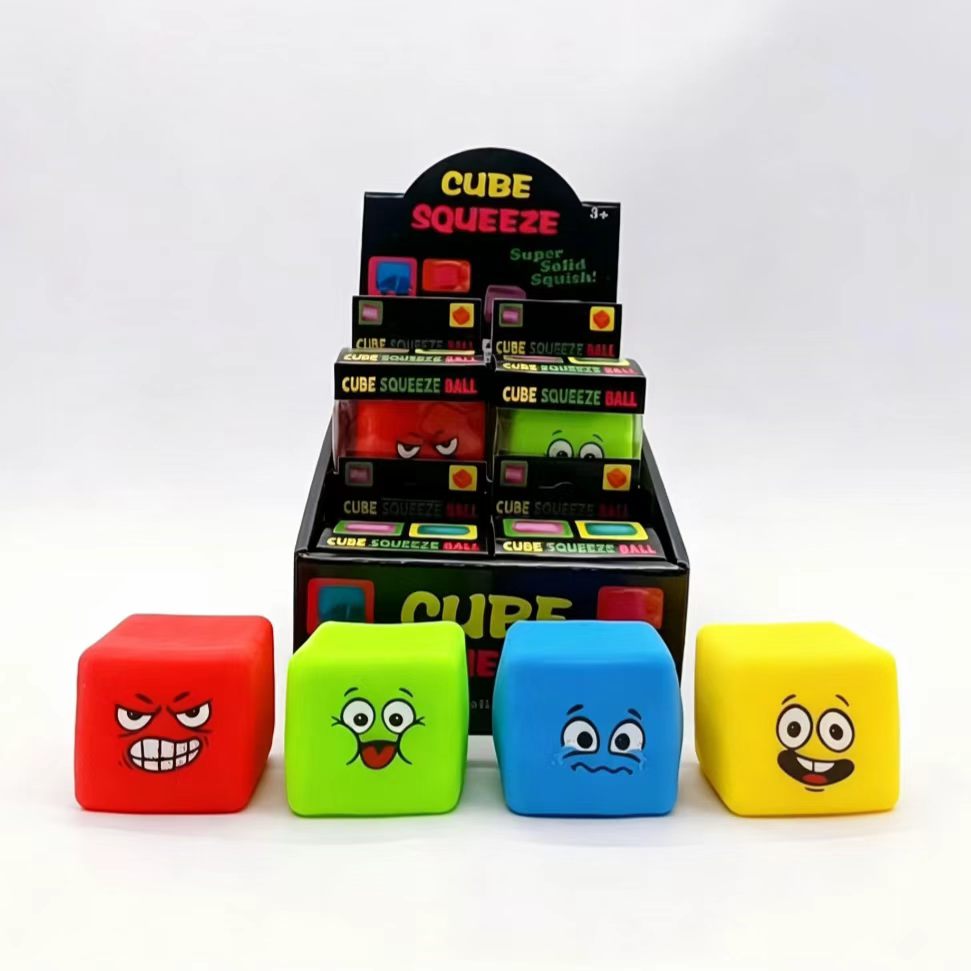6cm Squishy Emoji Cubes - Box of 12 Pieces