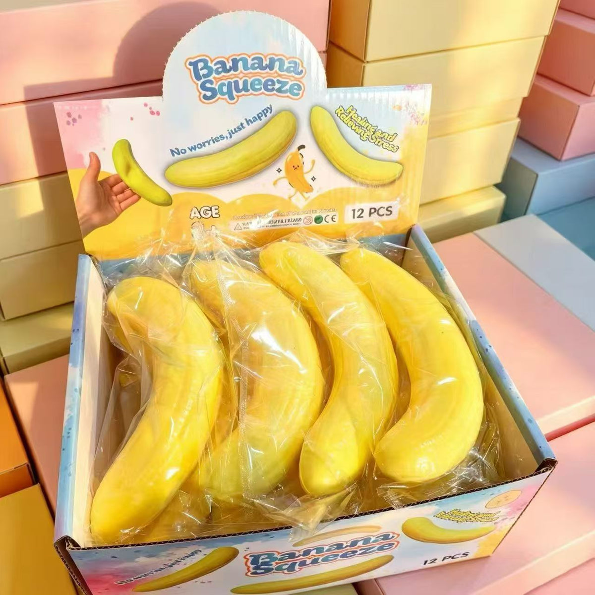 12cm Slow Rise Banana Squishy - Box of 12 Pieces