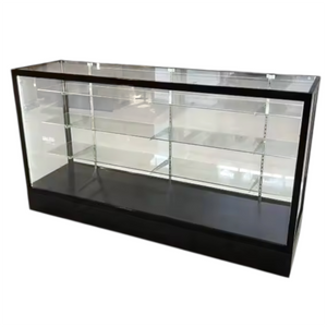 71” Black Aluminum Frame Glass Display Case with Lock