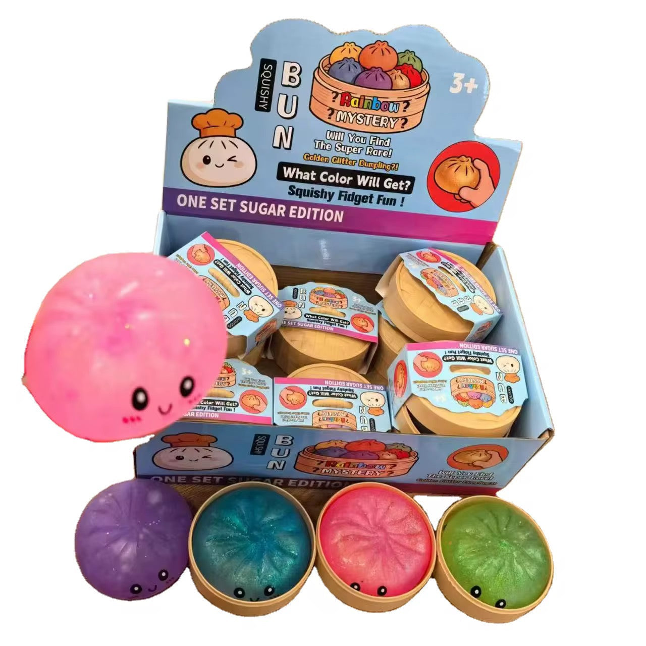 5cm Small Glittery Mystery Dumpling Squishy - Box of 24 Pieces