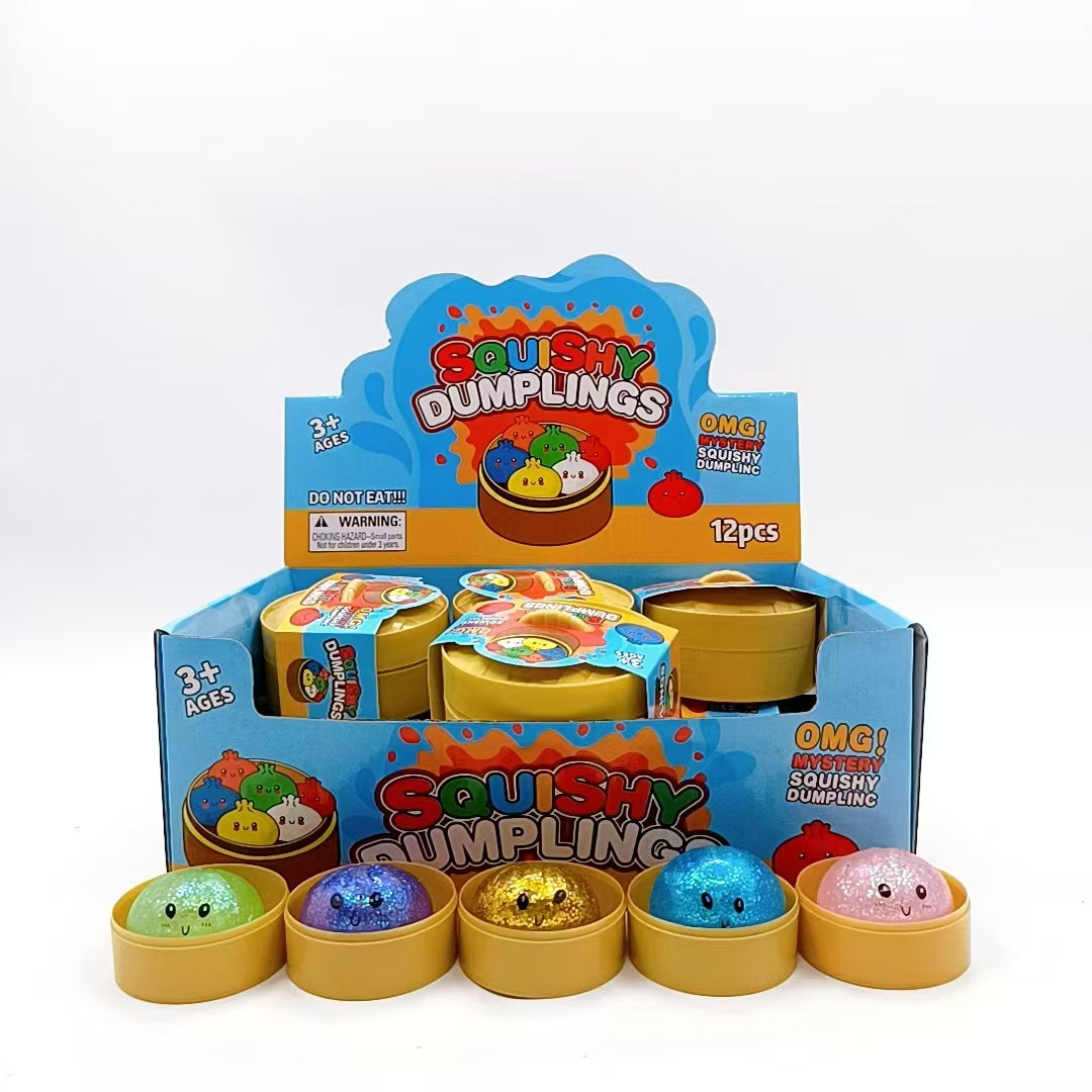 5cm Small Glittery Mystery Dumpling Squishy - Box of 24 Pieces
