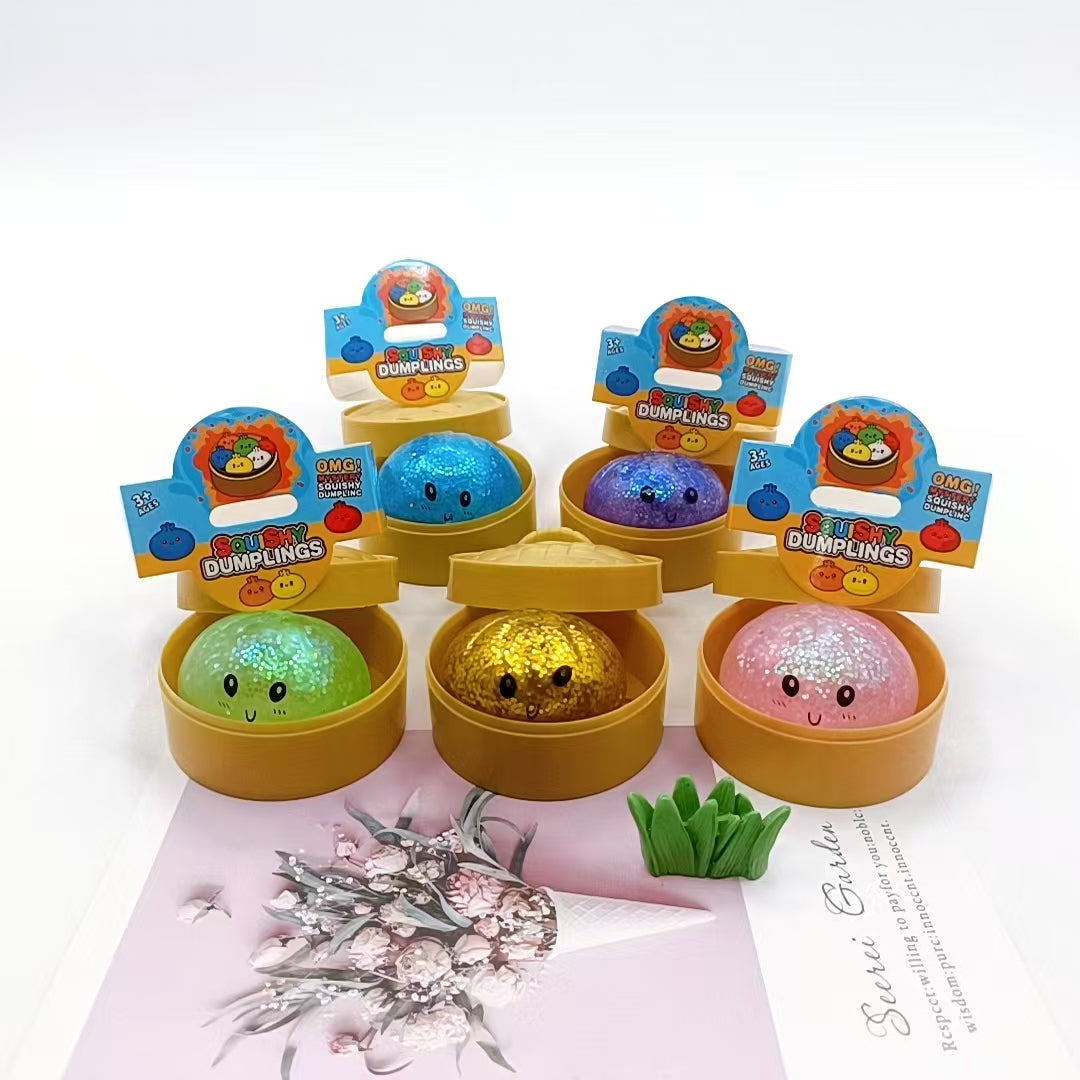 5cm Small Glittery Mystery Dumpling Squishy - Box of 24 Pieces