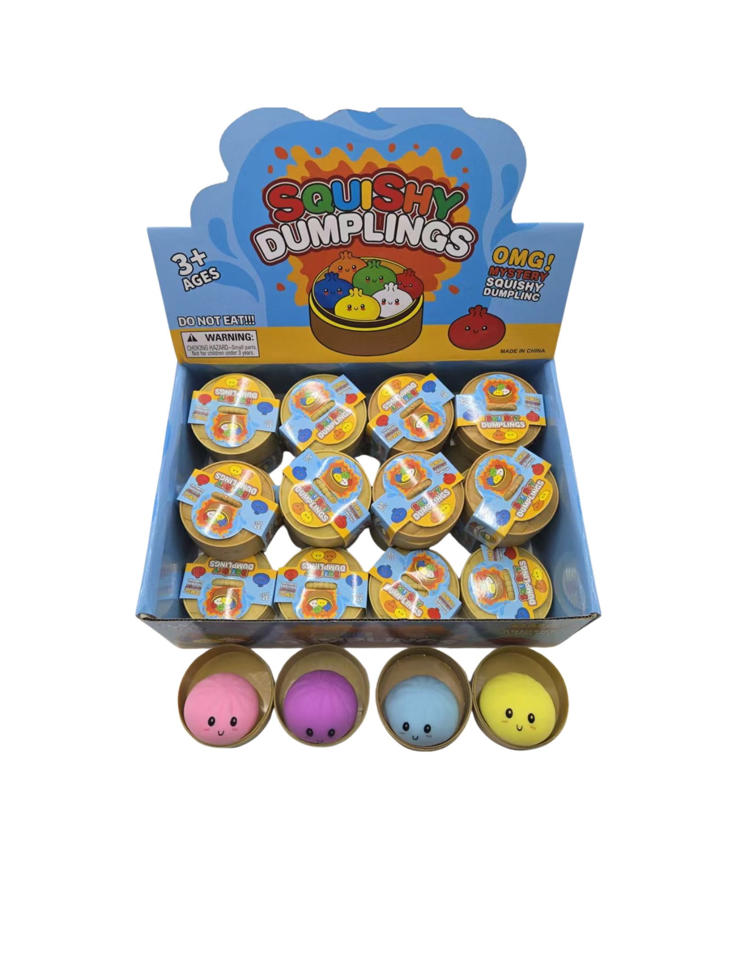 5cm Small Smile Mystery Dumpling Squishy - Box of 24 Pieces