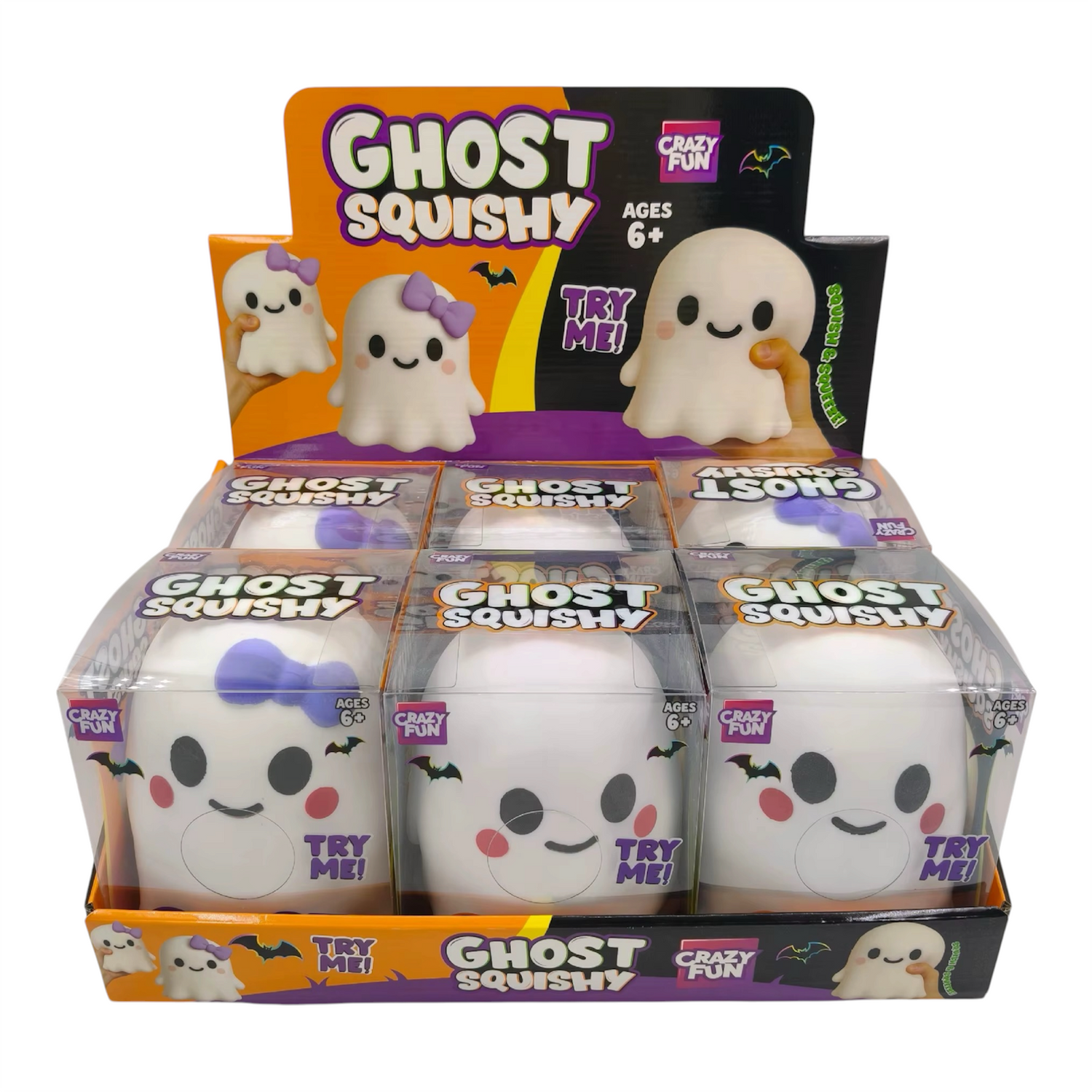 15cm Big Halloween Ghost Squishy - Box of 6 Pieces