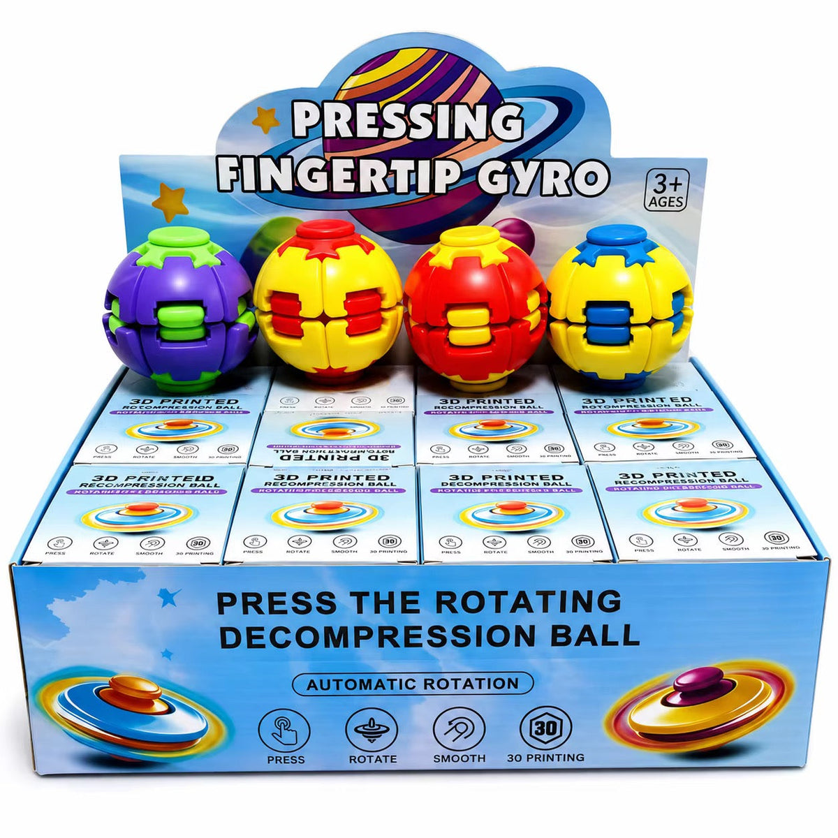 Spinners Fidget Balls - Box of 12 Pieces